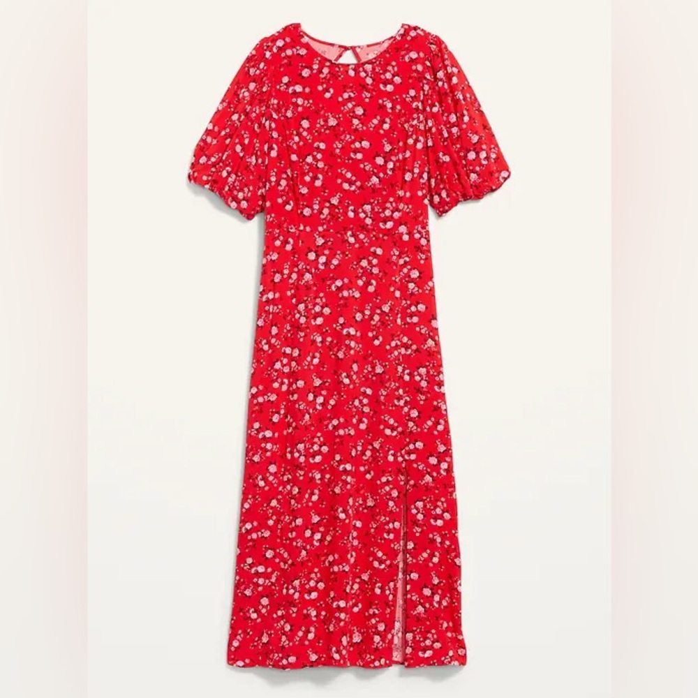 Old Navy Puff-Sleeve Floral Maxi Shift Dress